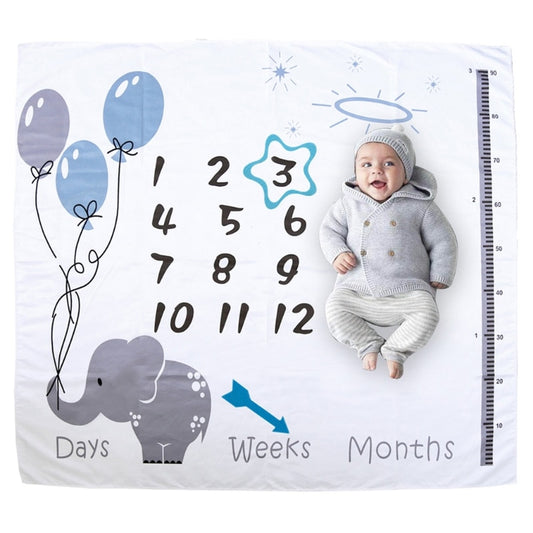 1 Set Baby Monthly Record Growth Milestone Blanket Newborn Photography Props Accessories Cartoon Printing Background