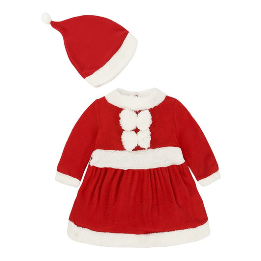 2020 Christmas Baby Girls Dress Hat X'mas Gift Sets Girls Fleece Clothes Lace Bebe Clothing Santa Costumes Outfits jumpsuit